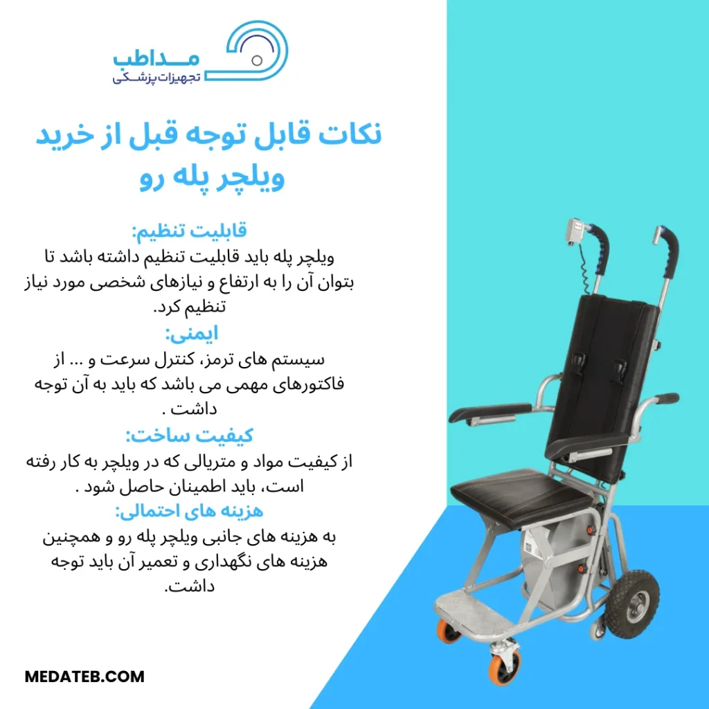 اینفوگرافیک نکات قبل از خرید ویلچر پله رو