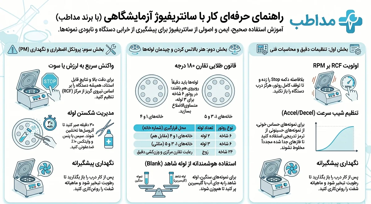 اینفوگرافیک کار با دستگاه سانتریفویژ آزمایشگاهی