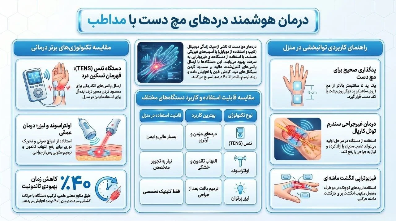 اینفوگرافی درمان و توانبخشی فیزیوتراپی مچ دست