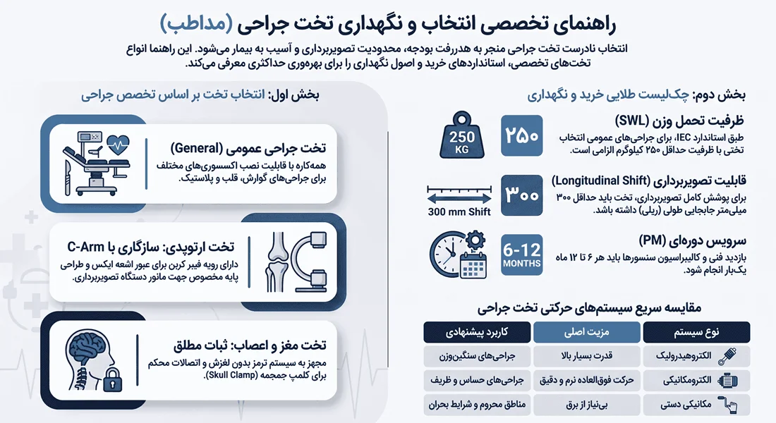 اینفوگرافیک راهنمای انتخاب تخت جراحی