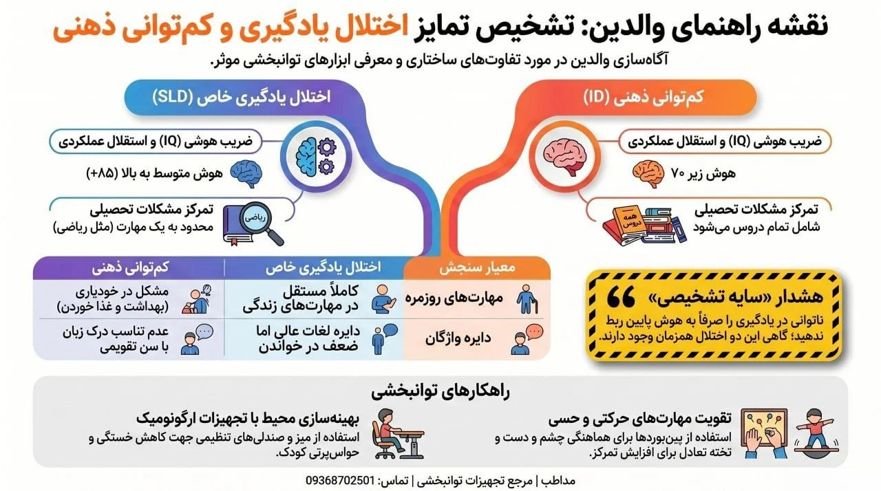 نفشه راهنمای والدین برای تشخیص تمایز اختلال یادگیری و کم توانی ذهنی